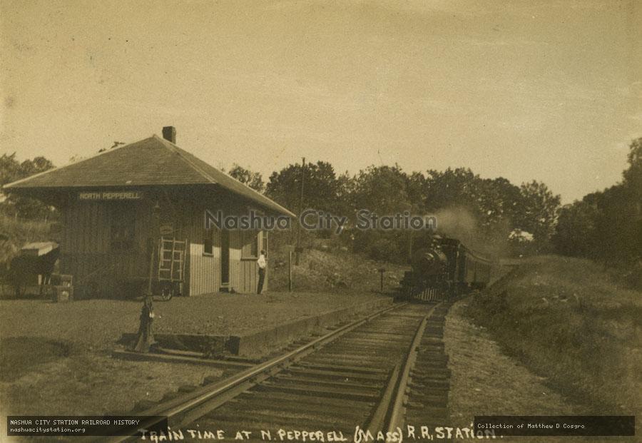 Postcard: Train Time at North Pepperell (Massachusetts) Railroad Station